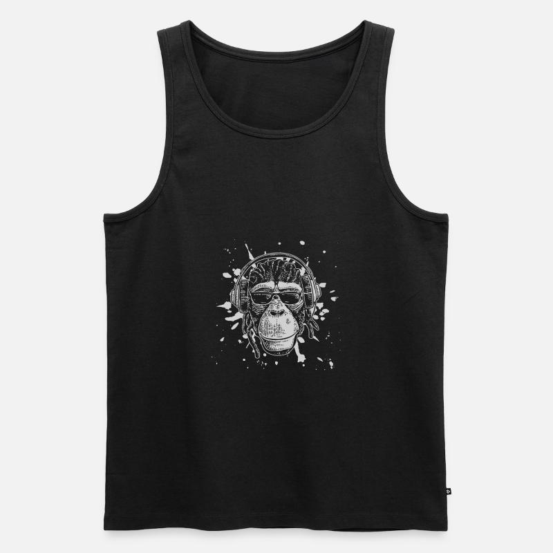 Cooler Affe Schimpanse Shirt Geschenk - Männer Premium Bio Tank Top - Schwarz