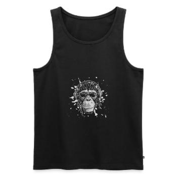 Affe Schimpanse - Männer Premium Bio Tank Top - Schwarz - Vorne - Michal (187cm)