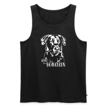 Aimé par un chien BEAUCERON Dictons chiens Wilsigns - Débardeur bio Premium Homme - noir - Devant - Michal (187cm)