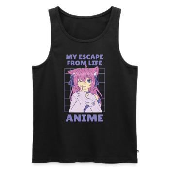Anime mon évasion de la vie - Débardeur bio Premium Homme - noir - Devant - Michal (187cm)