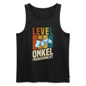 Niveau Oncle débloqué - Débardeur bio Premium Homme - noir - Devant - Michal (187cm)