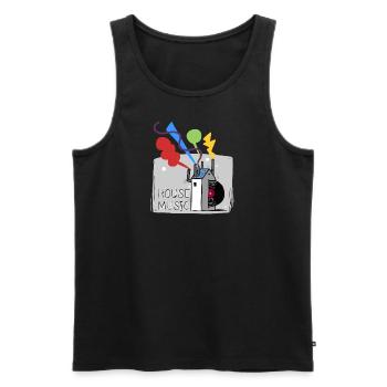 House Music - Männer Premium Bio Tank Top - Schwarz - Vorne - AI Model Male 178 light (178cm)