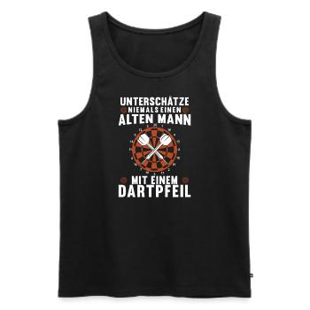 Alter Mann mit Dartpfeil Spruch Darts Dartspieler - Männer Premium Bio Tank Top - Schwarz - Vorne - Michal (187cm)