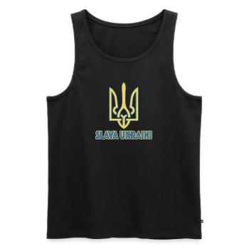 Slava Ukraini Freedom Europe Ukraine Kiev Soutien - Débardeur bio Premium Homme - noir - Devant - AI Model Male 178 light (178cm)