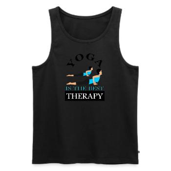 Yoga is the best therapy practice gift idea - Men's Premium Organic Tank Top - black - Front - AI Model Male 178 light (178cm)