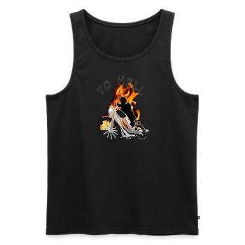 Motorcycling ride to hell Motorcycle helmet poison - Men's Premium Organic Tank Top - black - Front - AI Model Male 178 light (178cm)