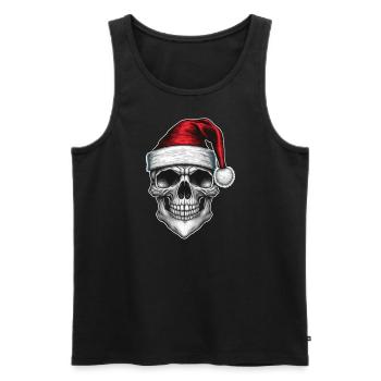 Weihnachtsmann Totenkopf - Männer Premium Bio Tank Top - Schwarz - Vorne - Michal (187cm)