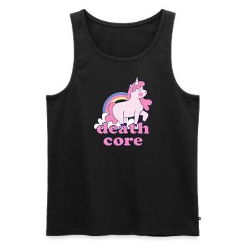 Lustig Deathcore Einhorn Regenbogen Metalhead - Männer Premium Bio Tank Top - Schwarz - Vorne - Michal (187cm)