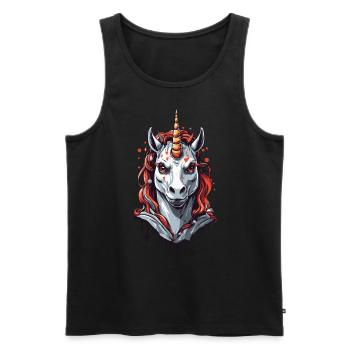 Dunkles Vampir Einhorn Halloween Design - Männer Premium Bio Tank Top - Schwarz - Vorne - Michal (187cm)