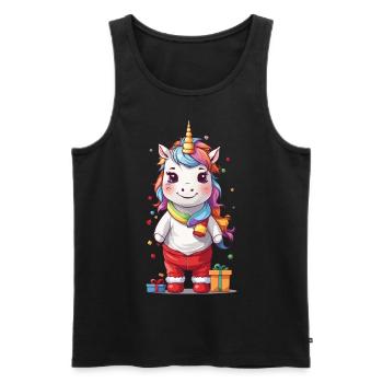 Colorful Christmas Magic Unicorn Winter Gifts - Men's Premium Organic Tank Top - black - Front - AI Model Male 178 light (178cm)