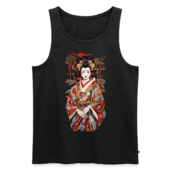 Geisha Kunst Japan Retro Stil - Männer Premium Bio Tank Top - Schwarz - Vorne - Michal (187cm)