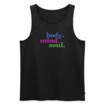 Body Mind Soul - Körper Geist Seele Einklang - Männer Premium Bio Tank Top - Schwarz - Vorne - AI Model Male 178 light (178cm)