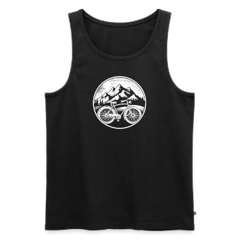 Faire du vélo en montagne - Débardeur bio Premium Homme - noir - Devant - AI Model Male 178 light (178cm)