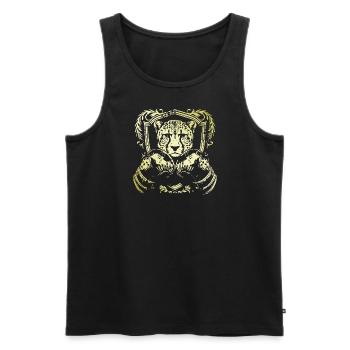 Boxer guépard - Débardeur bio Premium Homme - noir - Devant - Michal (187cm)
