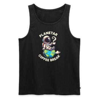 Planetary Coffee Break - Men's Premium Organic Tank Top - black - Front - AI Model Male 178 light (178cm)