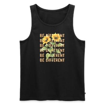 BE DIFFERENT Tournesol Amour de soi Positivité - Débardeur bio Premium Homme - noir - Devant - AI Model Male 178 light (178cm)