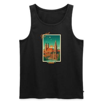 München Vintage Reise Illustration - Deutschland - Männer Premium Bio Tank Top - Schwarz - Vorne - AI Model Male 178 light (178cm)