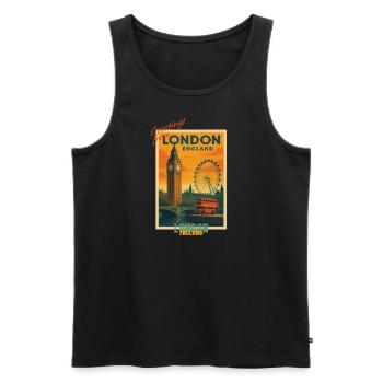 London Vintage Travel Illustration - England - Men's Premium Organic Tank Top - black - Front - AI Model Male 178 light (178cm)