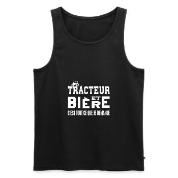 Tracteur c'est tout ce que je demande t-shirt - Débardeur bio Premium Homme - noir - Devant - Michal (187cm)