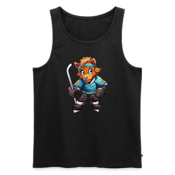 variation 24357Horse as Ice Hockey Player - Men's Premium Organic Tank Top - black - Front - Michal (187cm)