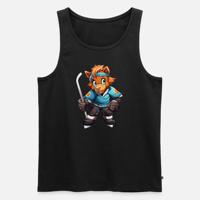 variation 24357Pferd als Eishockeyspieler - Männer Premium Bio Tank Top - Schwarz