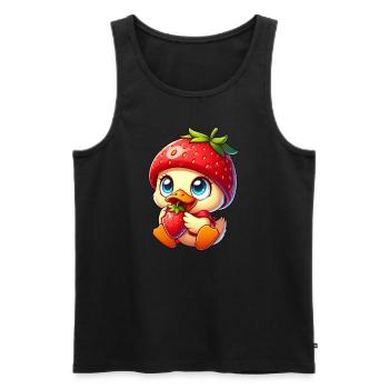 Canard sucré à la fraise Fruité Fruits fantaisistes - Débardeur bio Premium Homme - noir - Devant - Michal (187cm)