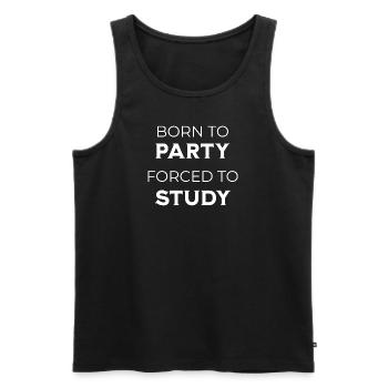 Born To Party – Forced To Study Party Quote - Männer Premium Bio Tank Top - Schwarz - Vorne - AI Model Male 178 light (178cm)
