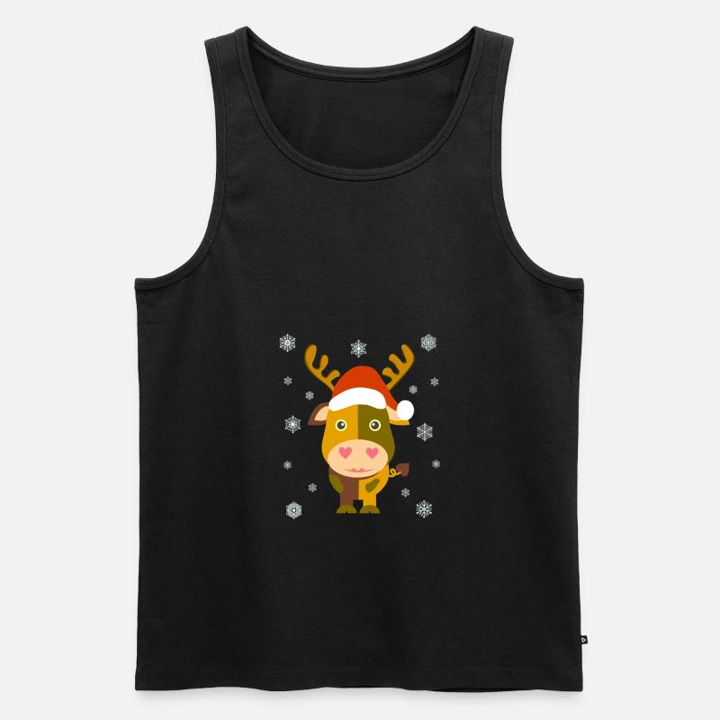 Weihnachtskuh / Santa Cow /Illustration Comicstyle - Männer Premium Bio Tank Top - Schwarz