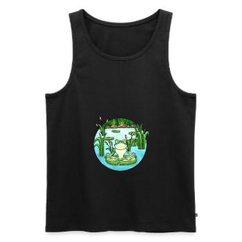 Yoga Frog in the Pond - Men's Premium Organic Tank Top - black - Front - AI Model Male 178 light (178cm)