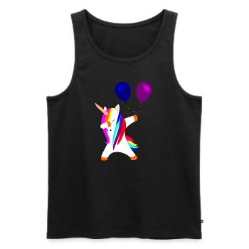 tamponner des licornes licorne avec des ballons - Débardeur bio Premium Homme - noir - Devant - Michal (187cm)