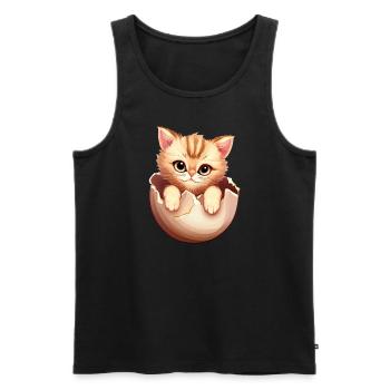 Kitten hatches from egg, Cute animal design - Men's Premium Organic Tank Top - black - Front - AI Model Male 178 light (178cm)