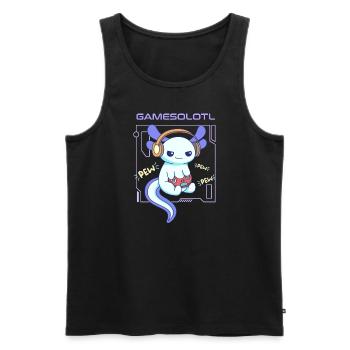Gamesolotl Word Pun Design für Axolotl-Liebhaber - Männer Premium Bio Tank Top - Schwarz - Vorne - Michal (187cm)