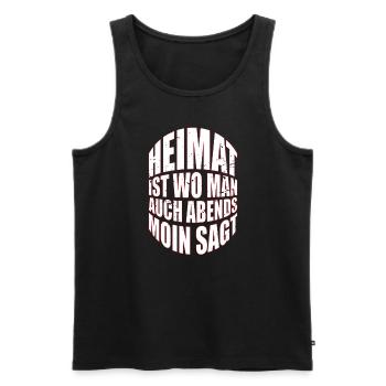 Heimat ist wo man auch abends Moin sagt - Männer Premium Bio Tank Top - Schwarz - Vorne - Michal (187cm)