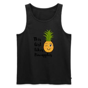 Une fille aime les ananas d'Hawaï, les fruits - Débardeur bio Premium Homme - noir - Devant - AI Model Male 178 light (178cm)