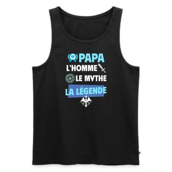 Papa homme mythe légende. - Débardeur bio Premium Homme - noir - Devant - Michal (187cm)