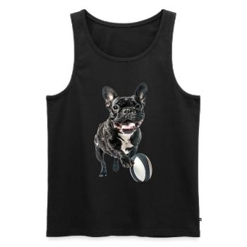 Französische Bulldogge - Männer Premium Bio Tank Top - Schwarz - Vorne - Michal (187cm)