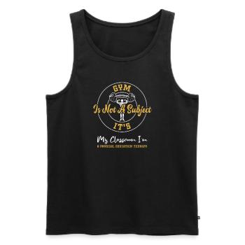 Gym Is Not A Subject It's My Cla... - Men's Premium Organic Tank Top - black - Front - AI Model Male 178 light (178cm)
