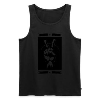 Frieden Hand Zeichen Peace - Männer Premium Bio Tank Top - Schwarz - Vorne - AI Model Male 178 light (178cm)