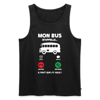 Mon Bus M'appelle | Bus Prendre Conducteur Bus - Débardeur bio Premium Homme - noir - Devant - AI Model Male 178 light (178cm)