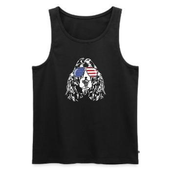 COCKER SPANIEL America Flag Glasses Dogs Wilsigns - Men's Premium Organic Tank Top - black - Front - AI Model Male 178 light (178cm)