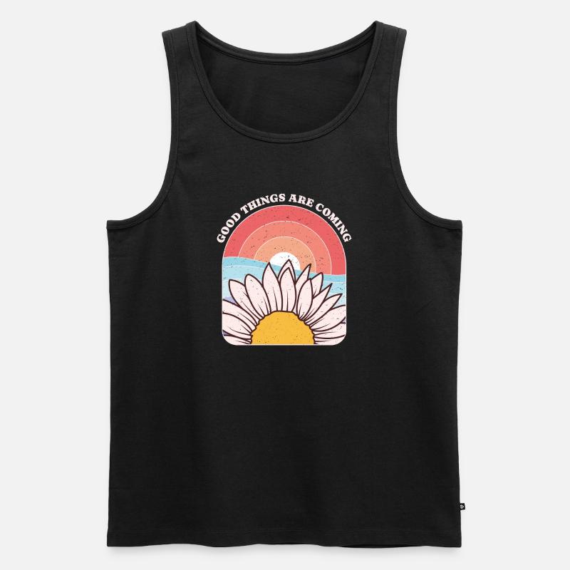 Gänseblümchen und Sonne Inspirierende Phrasengrafik - Männer Premium Bio Tank Top - Schwarz