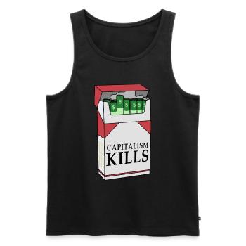 Capitalism kills - Men's Premium Organic Tank Top - black - Front - AI Model Male 178 light (178cm)