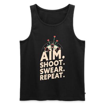 Aim Shoot Swear Repeat - Dart Player Darts - Männer Premium Bio Tank Top - Schwarz - Vorne - Michal (187cm)
