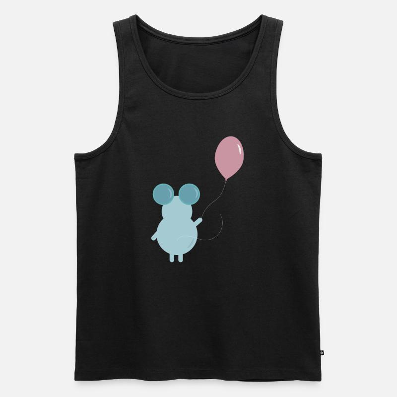 MOUSE HOLDING A BALLOON ILLUSTRATION - Männer Premium Bio Tank Top - Schwarz