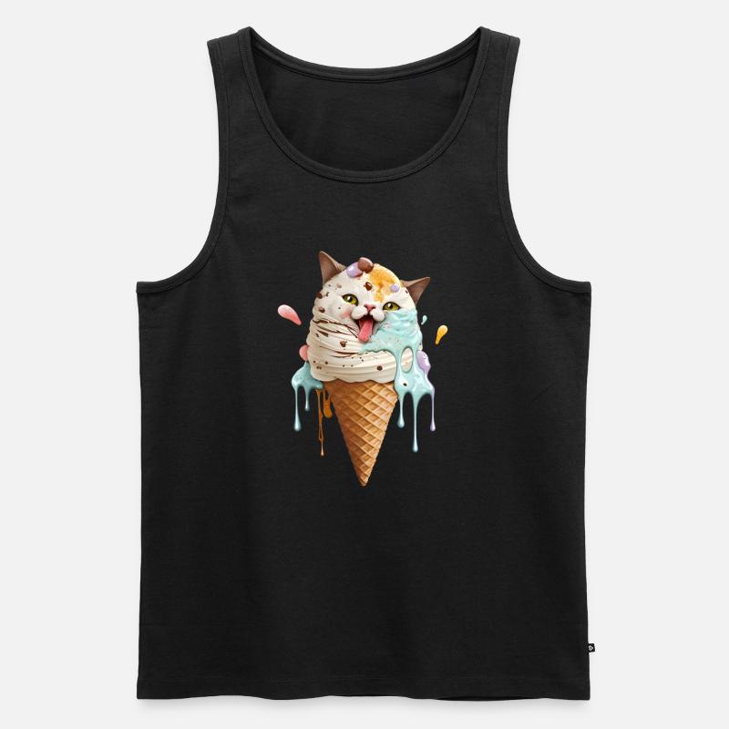 Eiscreme Katze - Männer Premium Bio Tank Top - Schwarz