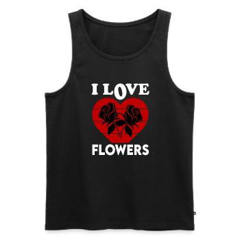 I Love Flowers Ich liebe Blumen Rosen Roses - Männer Premium Bio Tank Top - Schwarz - Vorne - Michal (187cm)