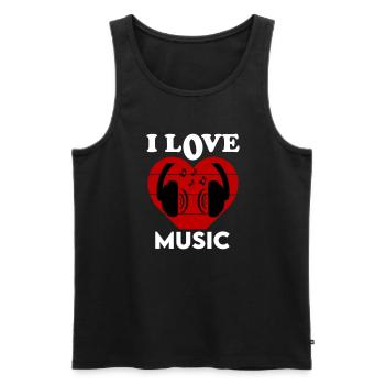 I Love Music Ich liebe Musik Dancing Tanzen DJ - Männer Premium Bio Tank Top - Schwarz - Vorne - Michal (187cm)