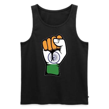 Poing du drapeau de l’Inde - Débardeur bio Premium Homme - noir - Devant - Michal (187cm)