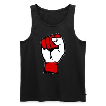 Austria Flag Fist - Men's Premium Organic Tank Top - black - Front - AI Model Male 178 light (178cm)