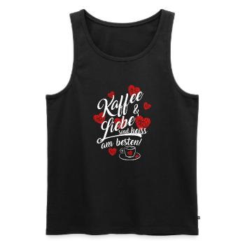 Kaffee und liebe heiß am besten Geschenk Herz - Männer Premium Bio Tank Top - Schwarz - Vorne - Michal (187cm)